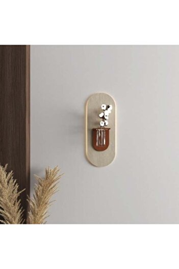 SND Illuminated Wooden Wall Shelf with Artistic Vase