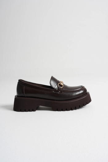 MFT AYAKKABI Women's Daily Comfortable Buckle Loafer Brown