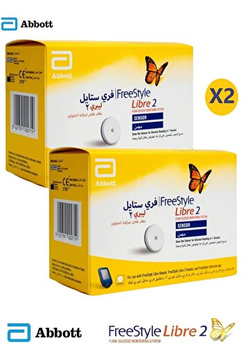 Abbott 2-pack of the new FreeStyle Libre 2 sensor system, a flash system for pricking-free glucose monito