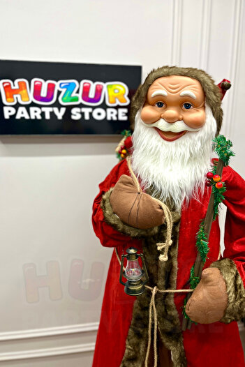 Huzur Party Store 180 Cm Ultra Boy Noel Baba Figürü Özel Prime Seri Kırmızı Kürklü Yılbaşı Yeni Yıl Çam Ağacı Dekoru