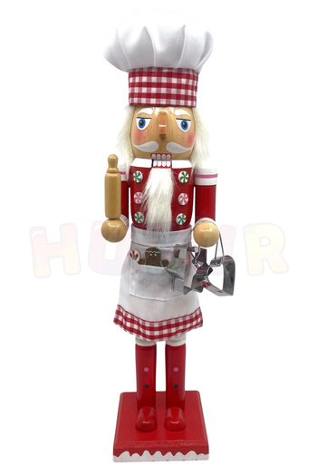 Huzur Party Store 40 cm Handmade Cook Nutcracker Lead Soldier Cookie Mold Roller Christmas New Year Nutcracker