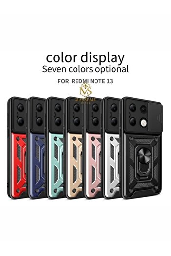 Massemr Xiaomi Redmi Note 13 Pro 4g Tank Case Premium Armored Silicone Magnetic Ring Shock Absorbing Cover