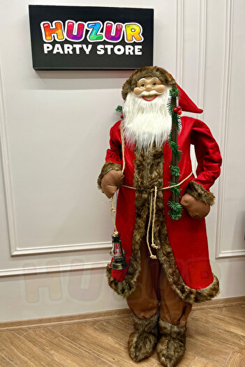 Huzur Party Store 150 Cm Mega Boy Noel Baba Figürü Özel Prime Seri Kırmızı Kürklü Yılbaşı Yeni Yıl Çam Ağacı Dekoru