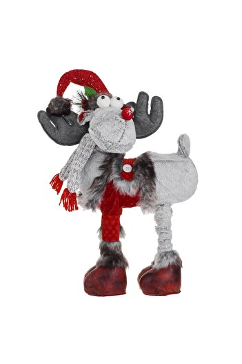 UnderShop Decorative Christmas Reindeer Figure Red Coat Grey Scarf 86cm