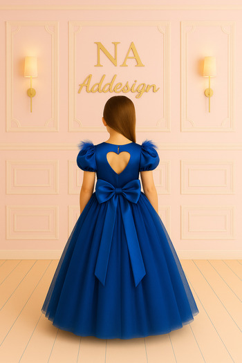 NA ADDESIGN Fluffy, Back Heart Detailed Satin Lining Girl's Dress (9 Color Options)