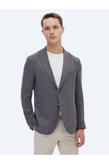 Kip Anthracite Plain Modern Fit Jacket