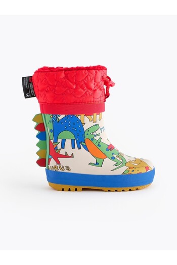 Next Baby Red Blue Thermal Dinosaur Patterned Boots / Rain Boots