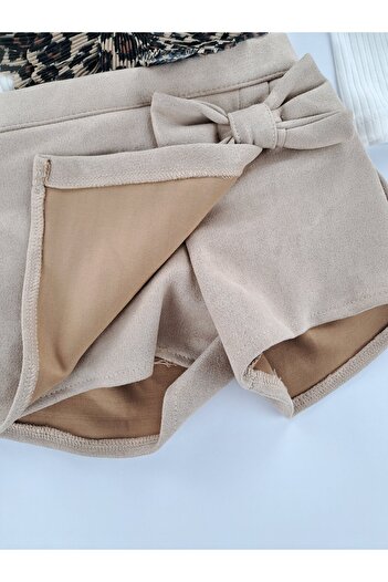 Butik Kız Çocuk Body Şort Etek İkili Takım Leopar Arma Detaylı Kışlık Hediyelik Takım
