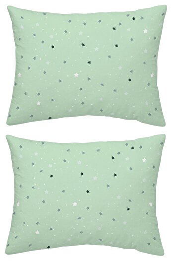 makiteks 100% Cotton 2 Pieces 35X45 cm Patterned and Plain Dyed Baby Pillowcases