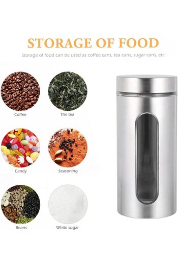 Hope Kitchen Canisters Set Airtight Coffee Sugar Tea Candy Storage Jars with Window Glass Stainles