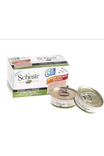 Schesir Canned Multi-Tuna with Chicken Strips for Cats 6 x 50g