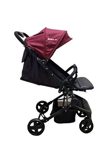 Baby Care ™ PRO S010 Ultra-Compact Stroller, Foldable to Trolley, Bordeaux Red