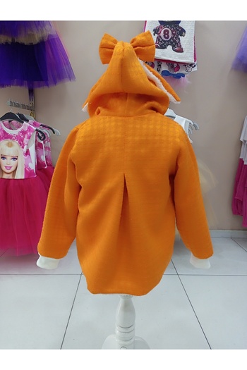 Niliya çocuk giyim Orange Chanel Fabric Hooded Girl's Coat