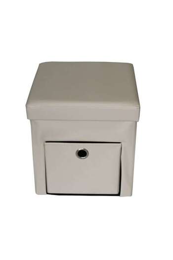 HouseXL Storage Ottoman HouseXL™ 6100, Dimensions 38X38X38cm, Max 150 kg, Soft Leather Cover, Beige