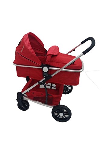 Baby Care PRO YK-18 Newborn Stroller 2 in 1, Aluminum Frame, Adjustable Backrest 3 Positions, Red