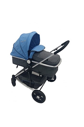 Baby Care Cărucior convertibil PRO YK-18 2 în 1, cadru din aluminiu, spătar reglabil, albastru și gri