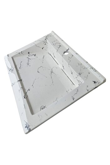 HouseXL Bathroom sink composite granite, hidden siphon, LuxMarble, 71x47 cm, countertop or cabinet i