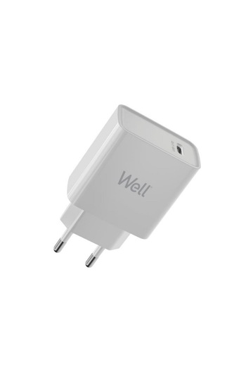Well 1x USB type C Apple 2.4A QC3.0 PD3.0 FCP AFC 20W white mains charger