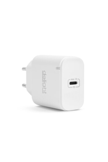 DELIGHT Mains charger 230V - USB Type C PD 20W fast charging white 55046WH