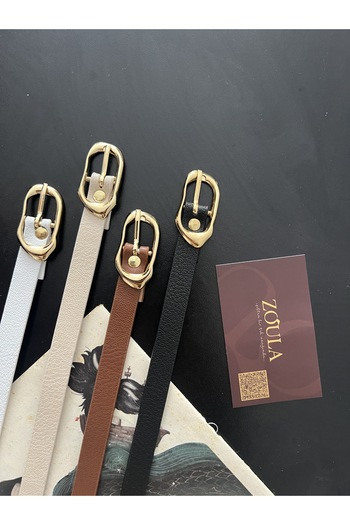 Zoula 4-Pack Deal Product Gold Buckle Thin Belt, Trouser Belt, Shirt Belt, Coat Belt, Dress Belt