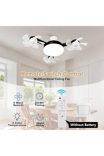 PA Smart LED Ceiling Fan - E27/E26 Socket Fan with Remote Control