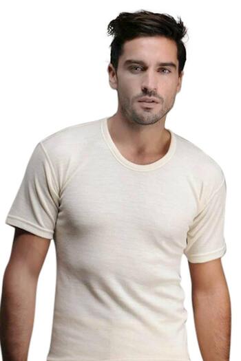 Hasyün Men's 75% Wool Short Sleeve Undershirt Singlet Innerwear 100E - 1 Piece
