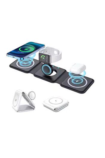 AUXITO Foldable Wireless Charger, Fast Charger 3 in 1 for Phone, Headphones, Smartwatch, Magsafe, USB-C, Po