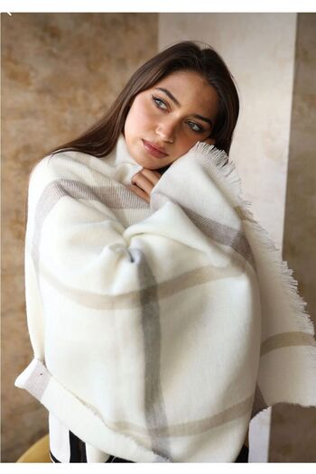 MODAM HİFA Winter Soft Textured Shoulder Wrap Scarf Plaid Scarf Shawl