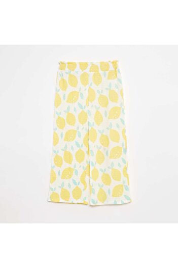 KIABI Patterned waffle-knit trousers WHITE