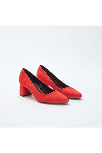 KIABI Suedette court shoes with square heels RED