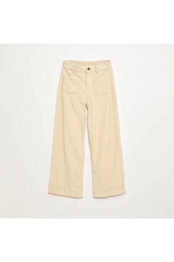 KIABI Wide-Leg Corduroy Pants WHITE