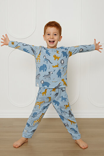 ESİLA KİDS Set de pijamale pentru băieți Set cu mâneci lungi imprimate 3-7 ani