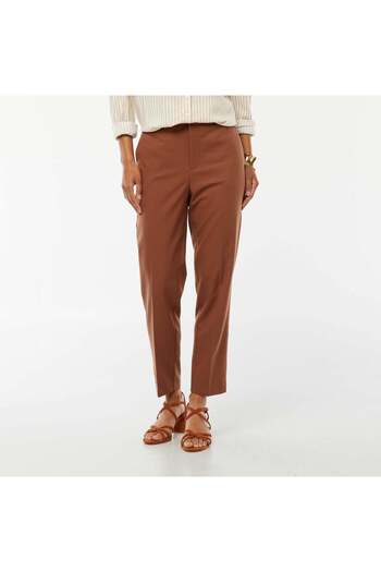 KIABI Plain cigarette trousers with 2 pockets BROWN