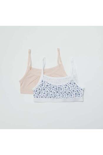 KIABI Jersey crop tops with spaghetti straps - Pack of 2 WHITE