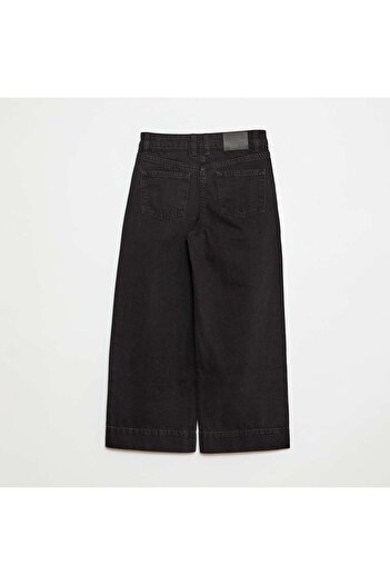 KIABI Wide-leg pleated effect denim trousers GREY