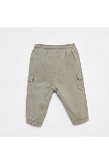 KIABI Twill joggers with flap pockets GREEN