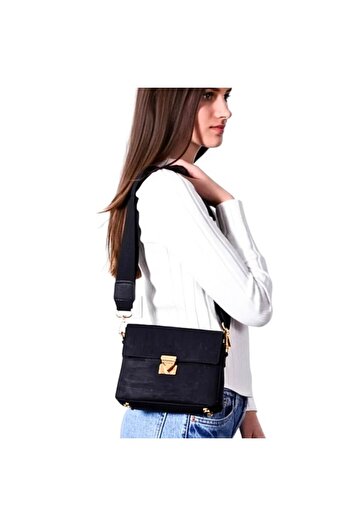 IBU Cork - Geantă crossbody din plută neagră