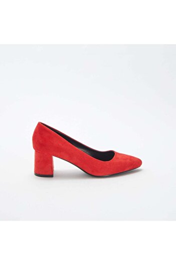 KIABI Suedette court shoes with square heels RED