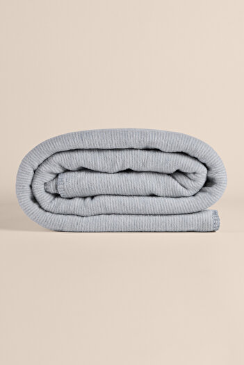 Penelope Verso Cotton Double Blanket 200X220 cm - Gray Blue