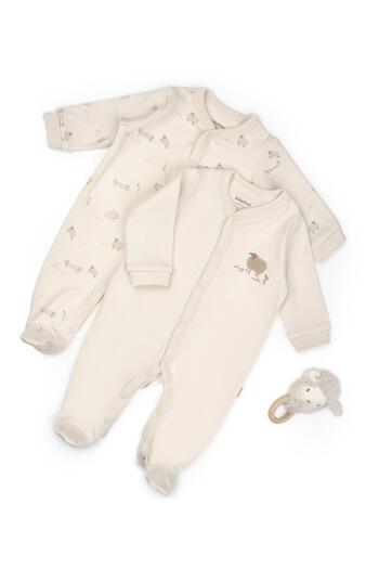 BabyCosy Organic Wear Baby 2-Pack Rompers 100% Organic Cotton, Baby - Newborn - Csy8181