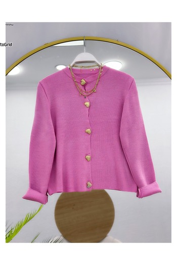 YEDİLALE Heart Buttoned Knitwear Cardigan Flawed Skirt Double Set [Cardigan Std Size, Skirt Size Included]