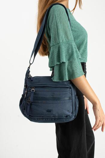 571 Collections Çanta Soft Textured Ultra-Light, Flexible and Waterproof Polyamide Fabric Shoulder Bag Dark Blue Model: (571-13-