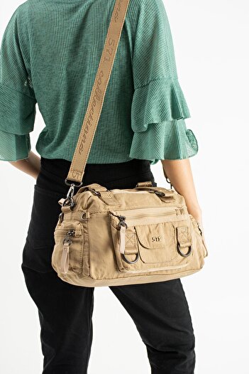 571 Collections Çanta Soft Textured Ultra-Lightweight, Flexible, and Waterproof Polyamide Fabric Shoulder and Arm Bag Mink Model: (57