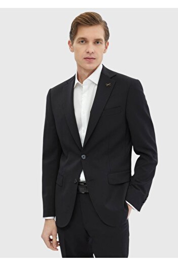 Ramsey Black Plain Modern Fit 100% Wool Suit