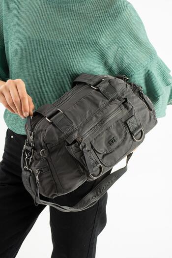 571 Collections Çanta Soft Textured Ultra-Lightweight, Waterproof Polyamide Fabric Shoulder and Arm Bag Gray Model: (571-13-14K)