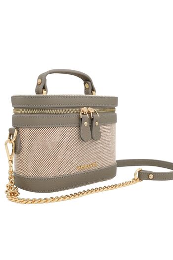 Meskanto Hilton Canvas-Genuine Leather Chain Strap Box Bag
