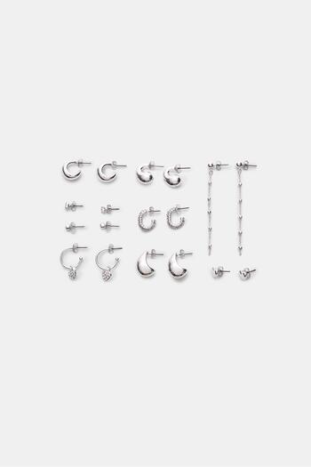 Stradivarius Set of 9 heart and hoop earrings