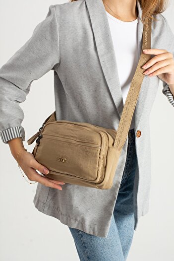 571 Collections Çanta Soft Textured Ultra-Lightweight, Flexible and Waterproof Polyamide Fabric Shoulder Bag Mink Model: (571-13-14