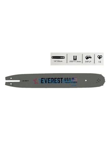 Everest Chainsaw Bar 35 cm, Pitch 3/8, 1.3 mm - Chain 52 Links -