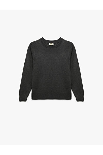 Koton Viscose Blended Long Sleeve Crew Neck Basic Knit Sweater